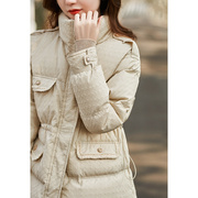 日本白色小香风羽绒服女短款2023冬季时尚洋气高端白鸭绒外套