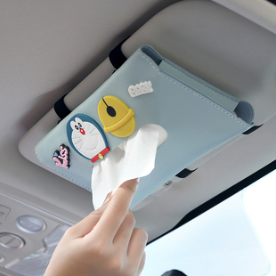 车载纸巾盒可爱挂式遮阳板卡通女生车内多功能网红创意汽车抽纸盒