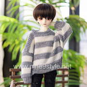 Nine9 bjd 娃衣 4分 MSD Oversized fit stripe sweater Gray