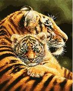 diy数字油画抽象动物填色绘油彩装饰画 躺在虎妈妈怀里的虎仔