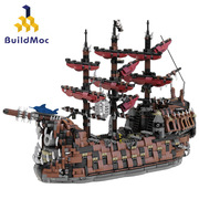 buildmoc中世纪废墟之王加勒比海盗船，模型moc-165091拼装积木玩具