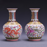景德镇陶瓷器花瓶摆件客厅插花龙凤瓷瓶子创意现代中式家居装饰品
