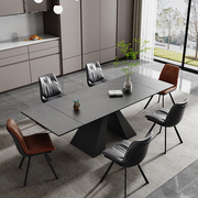 意式进口伸缩岩板餐桌现代简约轻奢家用中小户型多功能餐桌椅组合