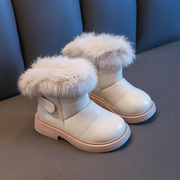 回力女童靴子2023冬季短靴雪地靴儿童靴加绒防滑大棉男童棉靴