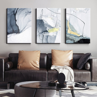 北欧抽象艺术客厅装饰画ins风线条几何色块客厅沙发背景墙无框画