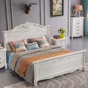 定制欧式床白色简约白蜡，木实木雕花开放漆双人仿古婚床1518