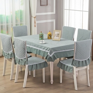 椅子桌布布艺长方形格子餐桌布椅套，椅垫餐椅套装台布茶几套罩坐垫