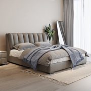 意式极简布艺床18米15双人床，实木现代简约主卧北欧软床储物软包