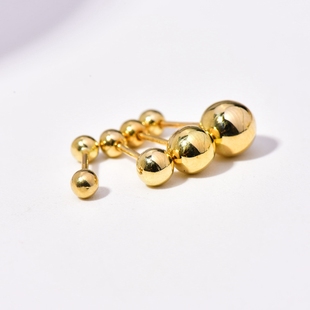 高级感韩国流行10k14k金黄金(金黄金)耳钉金球，转运珠螺丝螺纹耳钉耳骨