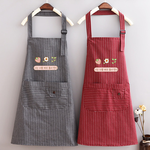 可爱日系双层女围裙防水防油棉布家用厨房做饭无袖上班工作服定制