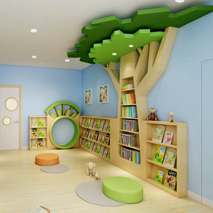 定制创意树形书架早教，绘本馆图书架幼儿园，小学图书馆大厅展示大树