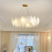 2024年意式法式轻奢客厅吊灯创意，羽毛玻璃主，卧室餐厅水晶灯具