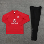 ac米兰2324赛季足球训练服长袖套装半拉红色上衣卫衣收腿运动裤