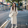 韩版小众设计感时尚，秋冬套装女简约通勤连帽卫衣长裙两件套潮