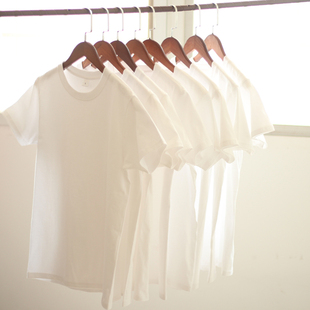 (买一送一)200g日系新疆纯棉圆领短袖纯白色，打底t恤男女宽松上衣