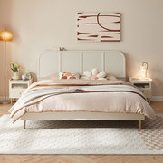 奶油风高箱储物床简约现代板式床，经济型1米8床双人床主卧林氏木业