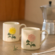日单 温柔的绣球陶瓷杯 马克杯 早餐牛奶杯 水杯子早餐杯手绘餐具