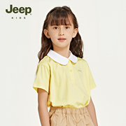jeep吉普女童t恤2023夏季儿童翻领，纯棉休闲洋气休闲半袖polo