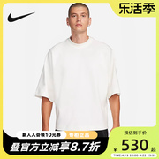 NIKE耐克男子运动T恤夏白色宽松透气休闲圆领短袖FB8166-133