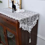白色桌旗欧式布艺蕾丝桌垫茶几餐桌旗，北欧电视柜鞋柜盖布长条桌布