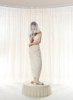 UN MORCEAU 23SS白色杨柳蕾丝拼接茧型连衣裙小众设计师