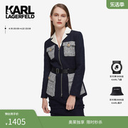 KARL LAGERFELD卡尔拉格斐海军蓝色收腰外套女老佛爷211L1512