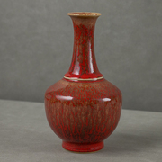 清代豇豆红釉长颈瓶文玩古董瓷器收藏真品客厅办公室花瓶装饰摆件