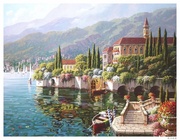 印花dmc纯棉绣线十字绣大幅风景世界名画油画瓦伦纳的倒影
