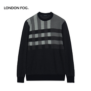 含羊毛伦敦雾黑色撞色套头毛衣男冬季简约时尚休闲打底针织衫