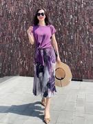 2023夏季成套搭配轻熟风减龄轻奢高级感半身裙子紫色两件套装女装