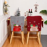 跨境圣诞椅子套圣诞格子，椅子套圣诞，椅子套家居餐桌装饰品
