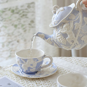 英式茶杯复古浮雕咖啡杯碟水壶，套装家用摆设欧式宫廷风下午茶