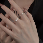 纯银戒指女小众设计ins风星星，小清新时尚个性，食指指环开口可调节