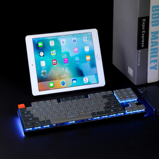 摩豹BK75蓝牙无线有线机械键盘矮轴超薄金属便携发光平板笔记本用