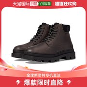 香港直邮潮奢 HUGO 男士麦色皮质粗跟系带靴子