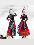 2023年畲族女装舞台，表演服高档民族，大码服饰短裙套装秋冬季节长款