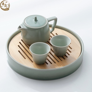 青灰釉简易功夫茶具套装家用自用茶壶茶盘整套泡茶器中式小套装