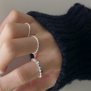S925纯银戒指女款个性时尚碎银子戒指女ins潮开口设计单圈银指环