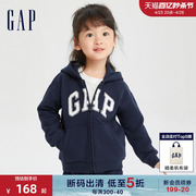 断码gap女幼童，秋冬logo抓绒卫衣儿童装，运动连帽衫819396