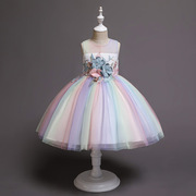 童装公主裙连衣裙3-15岁女童礼服六一演出服装欧美童裙蓬蓬裙
