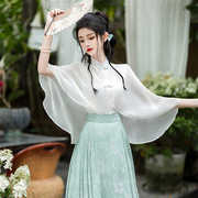 新中式国风马面裙套装女2024夏季仙女大摆袖衬衫半身裙气质两件套