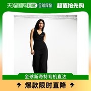 香港直邮潮奢asos女士设计钩花v领针织，中长连衣裙(黑色)