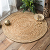 印度进口黄麻编织圆形亚麻地毯家用客厅茶几简约北欧民宿风地毯