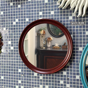轻奢美式浴室镜梳妆壁挂镜，化妆圆形镜酒店洗手盆，装饰镜子做旧仿古