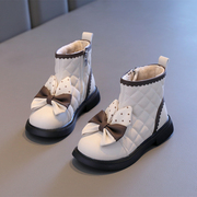 儿童皮靴2023秋冬儿童加绒短靴小女孩马丁靴舒适软底宝宝靴子