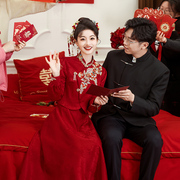 酒红色敬酒服新娘旗袍小个子订婚礼服连衣裙中式结婚高级感改良女