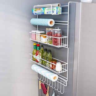 不锈钢冰箱置物架侧面收纳架，厨房用品大全多层保鲜膜，调料侧壁挂架