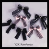 y2k甜酷少女地雷系量产型蝴蝶结，蕾丝花边水钻对夹发夹发饰lolita