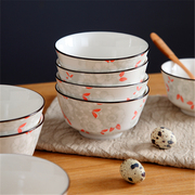 中国风陶瓷碗4.5英寸陶瓷米饭汤碗釉下彩餐具套装家用面碗沙拉碗
