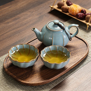 汝窑旅行茶具套装便携高档中式泡茶壶盖碗茶杯汝瓷快客杯一壶两杯